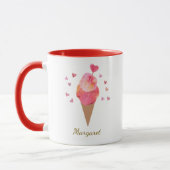 Niedliche Eiscreme Valentinherz HandIllustriert Tasse (Links)