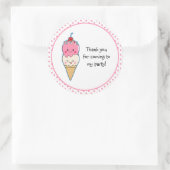 Niedliche Eiscreme Vielen Dank Runder Aufkleber (Tasche)