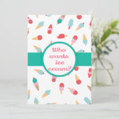 Niedliche Eiscreme zum Geburtstag Einladung (Stehend Vorderseite)