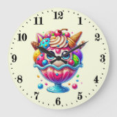 Niedliche Eisfreunde Große Wanduhr (Vorderseite)