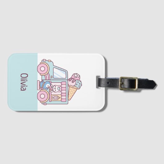 Niedliche Eiskrem LKW-Bunny und Pinguin Gepäckanhänger (Vorderseite (Horizontal))