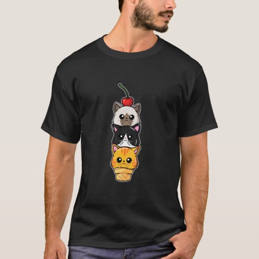 Niedliche Eisportion Katzen Katze T-Shirt (Vorderseite)