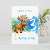 Niedliche Elch Geburtstagskarte Blau Karte (Stehend Vorderseite)