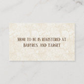 Niedliche Elch Greenery Wood Slice Baby Registry Visitenkarte (Rückseite)