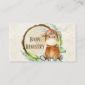 Niedliche Elch Greenery Wood Slice Baby Registry Visitenkarte (Vorderseite)