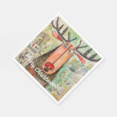 Niedliche Elch Typografie Grafik Weihnachtsfusspap Serviette (Ecke)