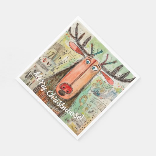 Niedliche Elch Typografie Grafik Weihnachtsfusspap Serviette (Ecke)