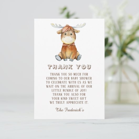 Niedliche Elch Wasserfarbe Kinderdusche Danke Kart (Stehend Vorderseite)