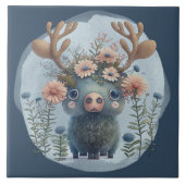 niedliche Elche aus Holz Fliese (Vorderseite)