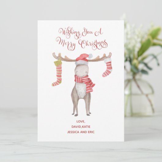 Niedliche Elchweihe Feiertagskarte (Stehend Vorderseite)