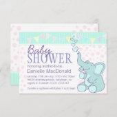 Niedliche Elefant Babydusche Einladung (Vorne/Hinten)