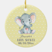 Niedliche Elefant Babydusche Gelb und Grau Keramik Ornament (Hinten)