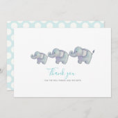 Niedliche Elefant-blauer Jungen-Baby-Dusche | Dankeskarte (Vorne/Hinten)