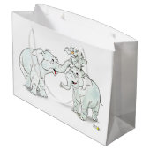 niedliche elefant Familie Große Geschenktüte (Rückseite Schrägansicht)