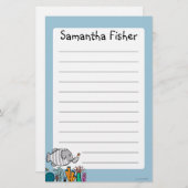 Niedliche Elefant-Fisch-Szene mit Koralle Briefpapier (Vorne/Hinten)