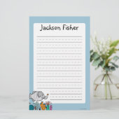 Niedliche Elefant-Fisch-Szene mit Koralle Briefpapier (Stehend Vorderseite)