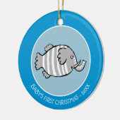 Niedliche Elefant-Fisch-Szene mit Koralle Keramik Ornament (Links)