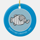 Niedliche Elefant-Fisch-Szene mit Koralle Keramik Ornament (Hinten)