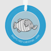 Niedliche Elefant-Fisch-Szene mit Koralle Ornament (Rückseite)