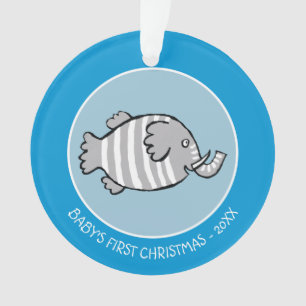 Niedliche Elefant-Fisch-Szene mit Koralle Ornament