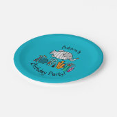 Niedliche Elefant-Fisch-Szene mit Koralle Pappteller (Schrägansicht)