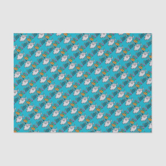 Niedliche Elefant-Fisch-Szene mit Koralle Seidenpapier (Vorderseite)