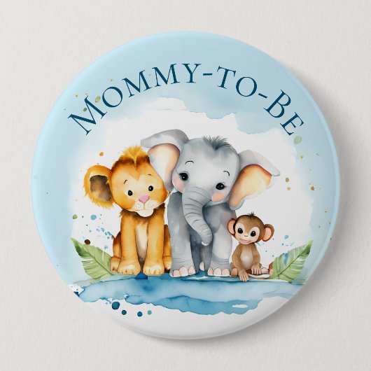 Niedliche Elefant & Friends Babydusche Button (Vorderseite)