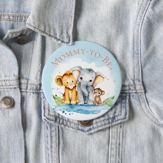 Niedliche Elefant & Friends Babydusche Button (Beispiel)