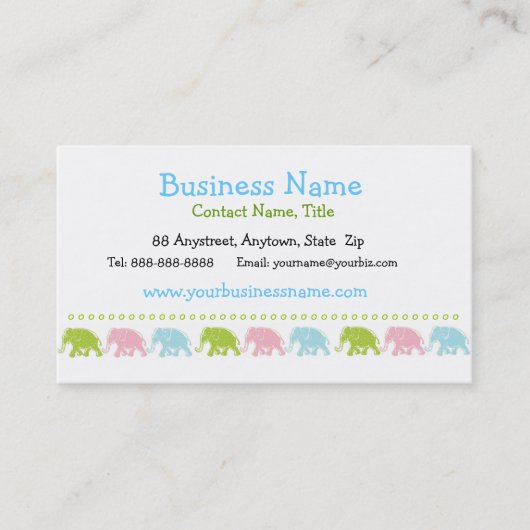 Niedliche Elefant-Geschäfts-Karte Visitenkarte (Vorderseite)