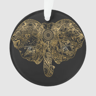 Niedliche Elefant-Hand gezeichneter Hennastrauch Ornament