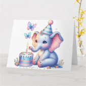 Niedliche Elefant Happy Birthday Card Karte (Gelbe Blume)