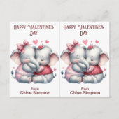 Niedliche Elefant Kid's Valentine Party Klassenzim Postkarte (Vorderseite)