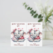 Niedliche Elefant Kid's Valentine Party Klassenzim Postkarte (Stehend Vorderseite)