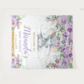 Niedliche Elefant Lila Floral Baby Dusche Willkomm Wandteppich (Vorderseite (Horizontal))