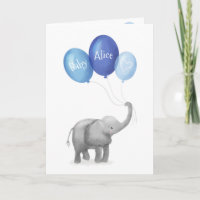 Niedliche Elefant New Baby personalisiert card (bl