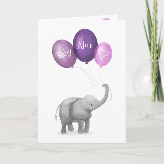 Niedliche Elefant New Baby personalisiert card (li Karte (Vorderseite)