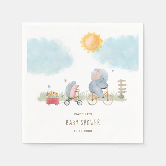 Niedliche Elefant- und Igel-Kinderdusche Serviette (Vorderseite)