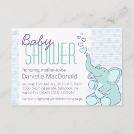 Niedliche Elefantbabyduschen-Aquablaueinladung Einladung