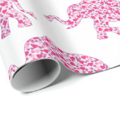 Niedliche Elefanten aus kleinen rosa Herzen Geschenkpapier (Rolleneckpunkt)