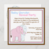 Niedliche Elefanten Baby Gender Reveal Party Einladung (Vorne/Hinten)