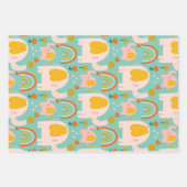 Niedliche Elefanten-Blume Blush-Minze Geschenkpapier Set (Vorderseite 2)