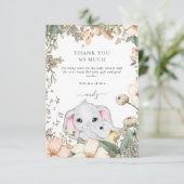 Niedliche Elefanten Foliage Green Baby Dusche Dankeskarte (Stehend Vorderseite)