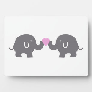 Niedliche Elefanten grauweiß mit rosafarbenem Herz Fotoplatte