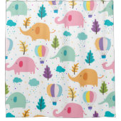 Niedliche Elefanten Heißluftballons und Blätter Mu Duschvorhang (Vorderseite)