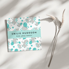 Niedliche Elefanten, Kinderspielzentrum, Aktivität Quadratische Visitenkarte