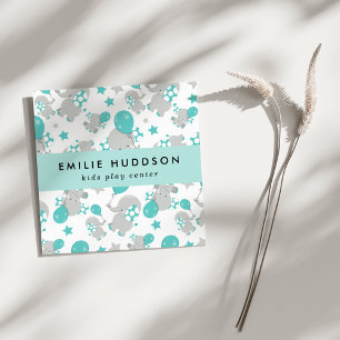 Niedliche Elefanten, Kinderspielzentrum, Aktivität Quadratische Visitenkarte