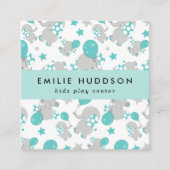 Niedliche Elefanten, Kinderspielzentrum, Aktivität Quadratische Visitenkarte (Vorderseite)