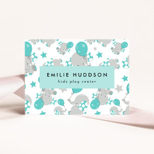 Niedliche Elefanten, Kinderspielzentrum, Aktivität Visitenkarte