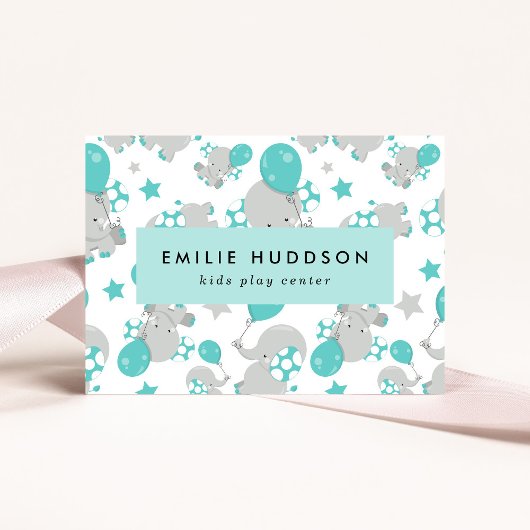 Niedliche Elefanten, Kinderspielzentrum, Aktivität Visitenkarte