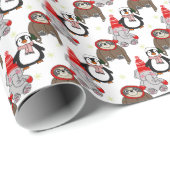 Niedliche Elefanten-, Pinguin- und Schleppmuster Geschenkpapier (Rolleneckpunkt)